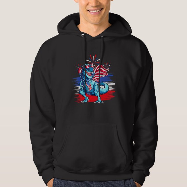 Sudadera Dinosaur American Flag Patriotic Rex  4th of July (Anverso)