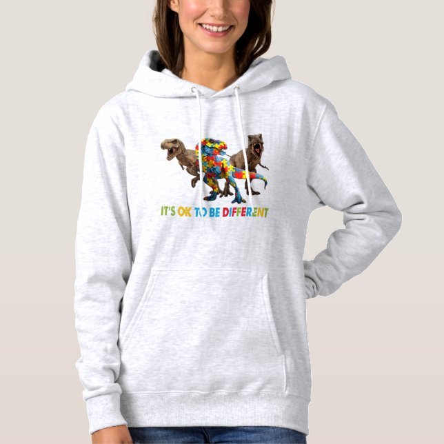 Sudadera Dinosaur Autism Awareness design features a dinosa (Anverso)