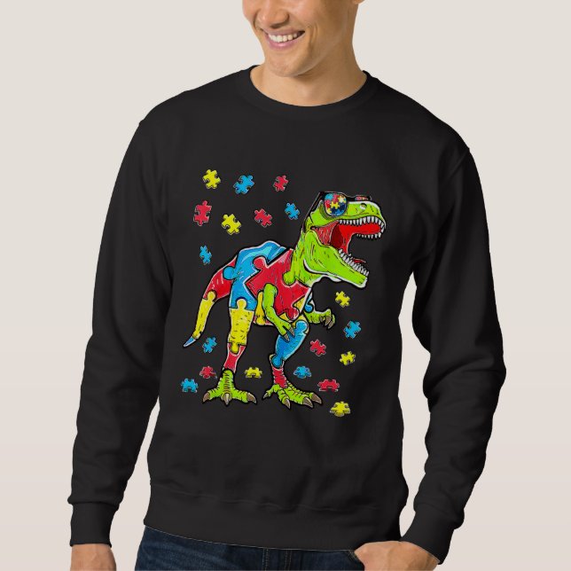 Sudadera Dinosaur Autism Awareness Puzzle Piece Boys Kids T (Anverso)