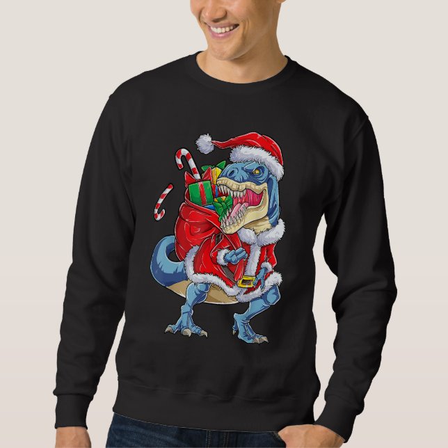 Sudadera Dinosaur Christmas Santa Claus rex Boys Men  Xmas (Anverso)