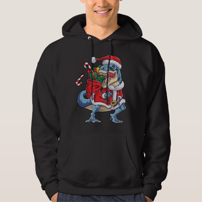 Sudadera Dinosaur Christmas Santa Claus T rex Boys Men (Anverso)