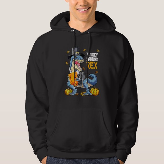 Sudadera Dinosaur Día de Acción de Gracias Chicos Pavo Saur (Anverso)