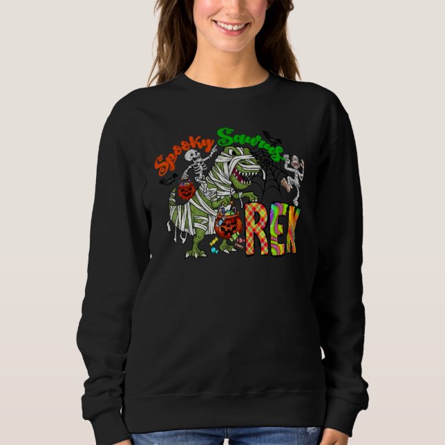 Sudadera Dinosaur Halloween Spookysaurus Trex Truco o trato (Anverso)