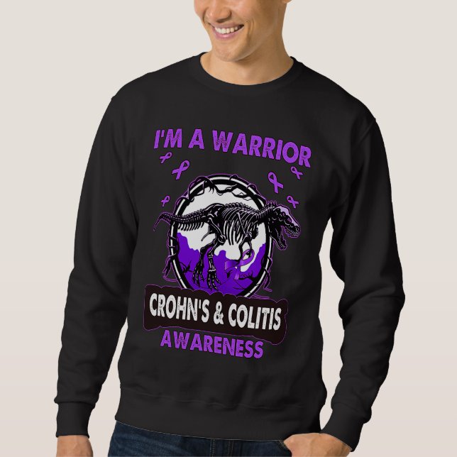 Sudadera Dinosaur I'm A Warrior CROHN'S & COLITIS Awareness (Anverso)