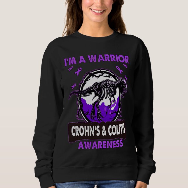 Sudadera Dinosaur I'm A Warrior CROHN'S & COLITIS Awareness (Anverso)