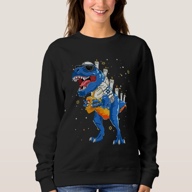 Sudadera Dinosaur Menorasaurus Rex Dino Boys Hanukkah Chanu (Anverso)