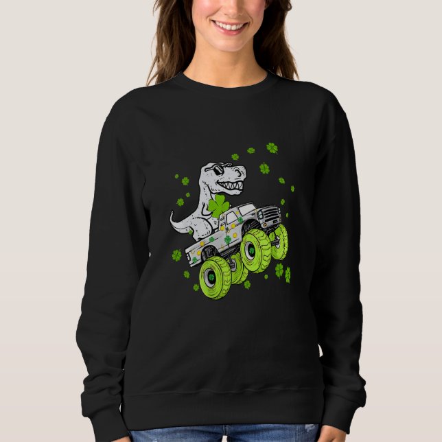 Sudadera Dinosaur Monster Truck St Patrick's Day Boys Men (Anverso)