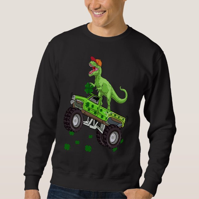 Sudadera Dinosaur Monster Truck Trex St Patricks Day Boys K (Anverso)