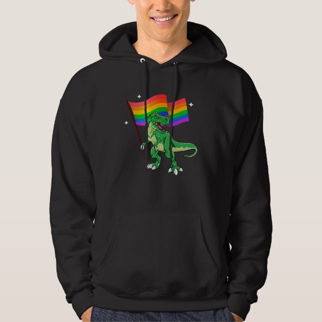 Sudadera Dinosaur Rawr Pride Parade Gay & Lesbian Rainbow F (Anverso)