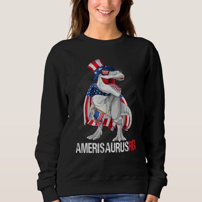 Sudadera Dinosaur Rex 4th of July Boys Kids American Flag D (Anverso)