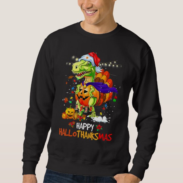 Sudadera Dinosaur Rex Halloween Christmas Happy Hallothanks (Anverso)