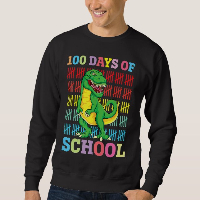 Sudadera Dinosaur Rex Happy 100th Day Of School Dino Kids 1 (Anverso)