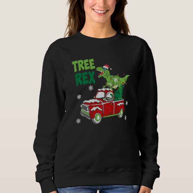 Sudadera Dinosaur rex Riding Truck Christmas pajamas  Xmas (Anverso)