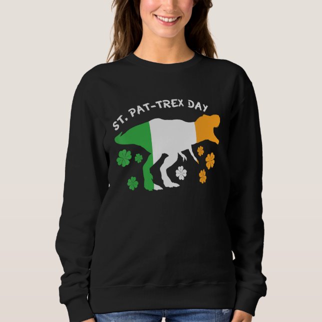Sudadera Dinosaur St Pat Trex Patrick Four Leaf C Irish Fla (Anverso)