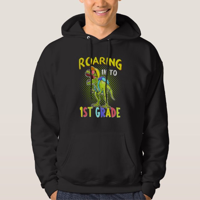 Sudadera Dinosaur T Rex Boys en primer grado de vuelta a (Anverso)
