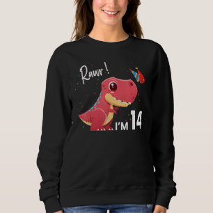 Sudadera Dinosaurio 14.º reptil de cumpleaños gráfico anima