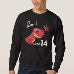 Sudadera Dinosaurio 14.º reptil de cumpleaños gráfico anima