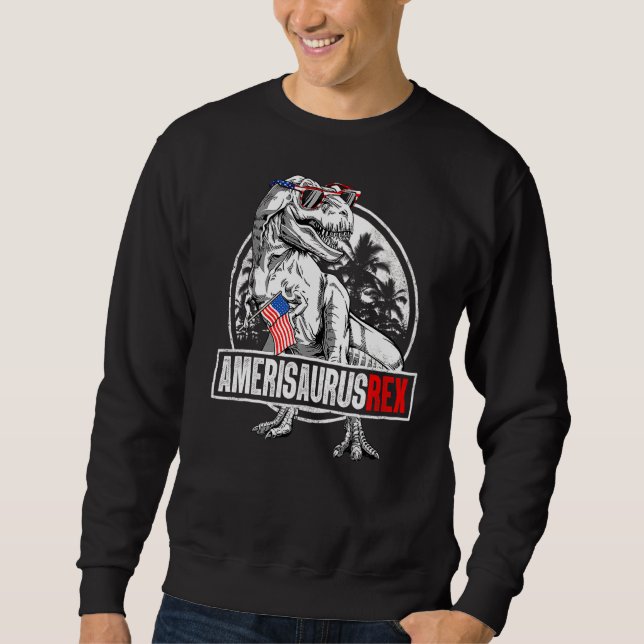 Sudadera Dinosaurio 4 De Julio Niño Hombre Amerisaurus Rex  (Anverso)