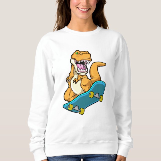 Sudadera Dinosaurio como patinador con patineta (Anverso)