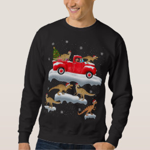 Sudadera Dinosaurio conduciendo árbol de Navidad Camión Roj
