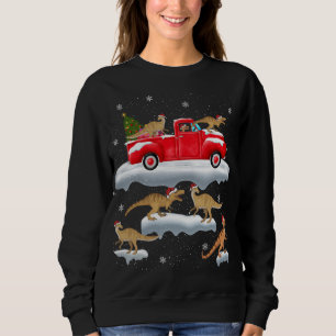 Sudadera Dinosaurio conduciendo árbol de Navidad Camión Roj