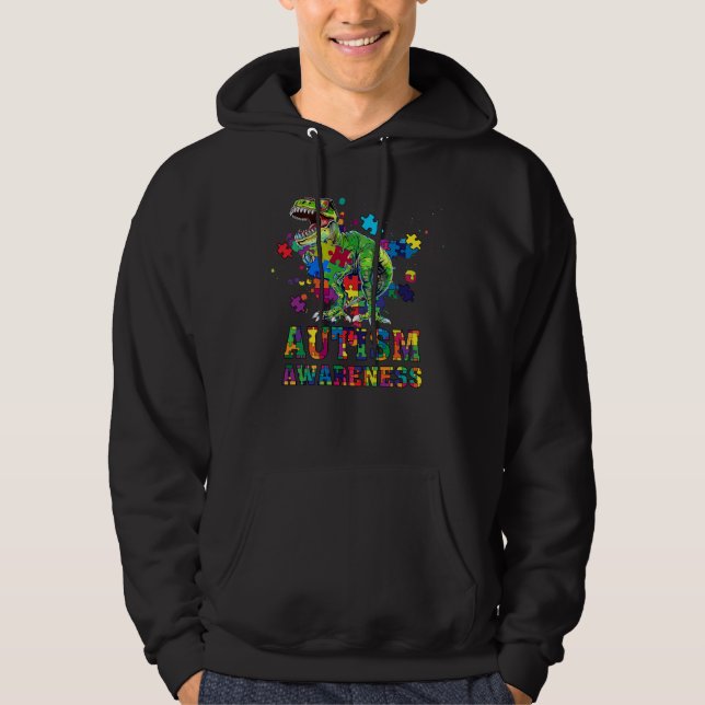 Sudadera dinosaurio de conciencia sobre el autismo (Anverso)
