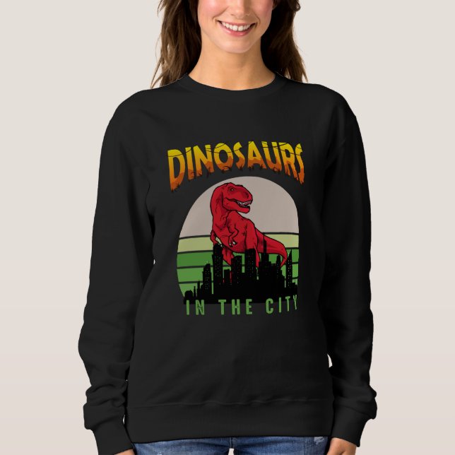 Sudadera Dinosaurio en la Ciudad | Diseño de Dinosaurio (Anverso)