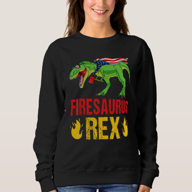 Sudadera Dinosaurio Firesaurus Rex Bomberos Antiguos Fuego (Anverso)