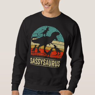 Sudadera Dinosaurio fresco T Rex Sassysaurus 4 Niños Famili