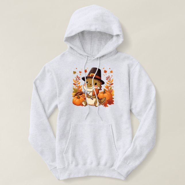 Sudadera Dinosaurio lindo de acción de gracias (Diseño del anverso)