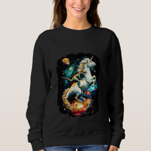 Sudadera Dinosaurio montando galaxia divertida Unicorn