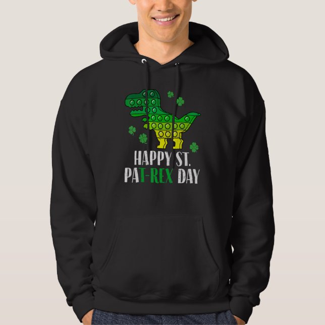 Sudadera Dinosaurio Popper Feliz T Rex St Patrick's Day Iri (Anverso)