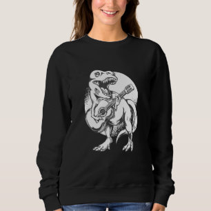 Sudadera Dinosaurio Rex Realista Tocando Guitarra Artística