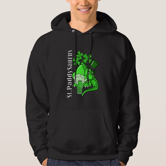 Sudadera Dinosaurio St Patricks Día Cerveza Verde St Paddy  (Anverso)