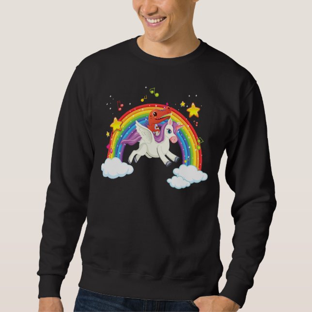 Sudadera Dinosaurios montando unicornio gráfico arcoiris de (Anverso)
