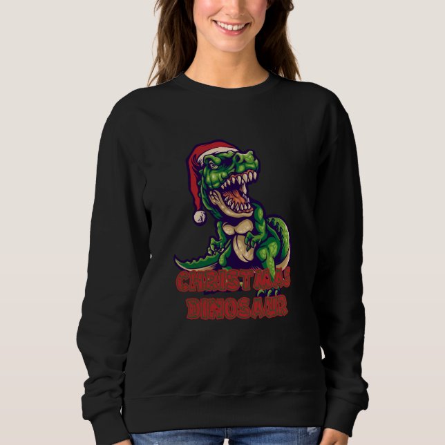 Sudadera Dinosaurios verdes de los navidades | Diseño de di (Anverso)