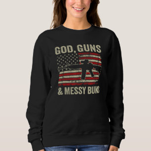 Sudadera Dios Armas & Moños Desordenados   Bandera Pro Arma