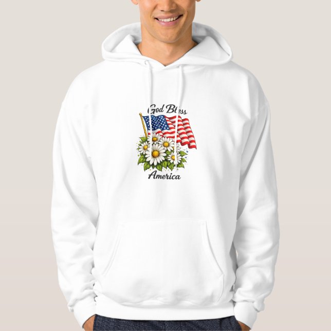 Sudadera Dios bendiga a América bandera de EE. UU. y margar (Anverso)