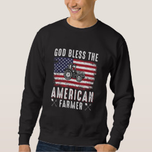 Sudadera Dios bendiga la bandera del tractor de granjeros n