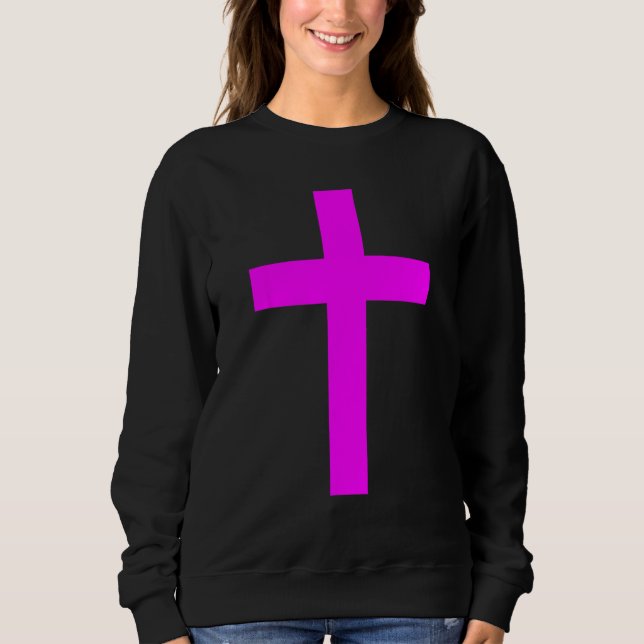 Sudadera Dios cristiano Jesús Cruz Magenta (Anverso)