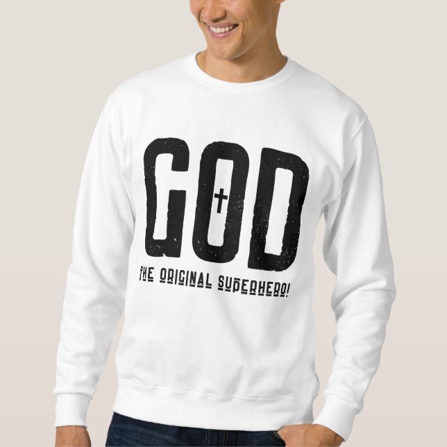 Sudadera Dios el superhéroe original de la cruz bíblica mas (Anverso)