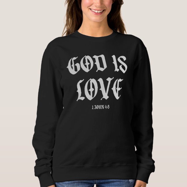 Sudadera Dios es amor 1 John 48 Alpha Omega Couture (Anverso)