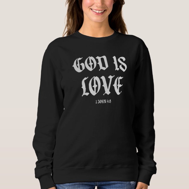 Sudadera Dios es amor 1 John 48 Alpha Omega Couture (Anverso)