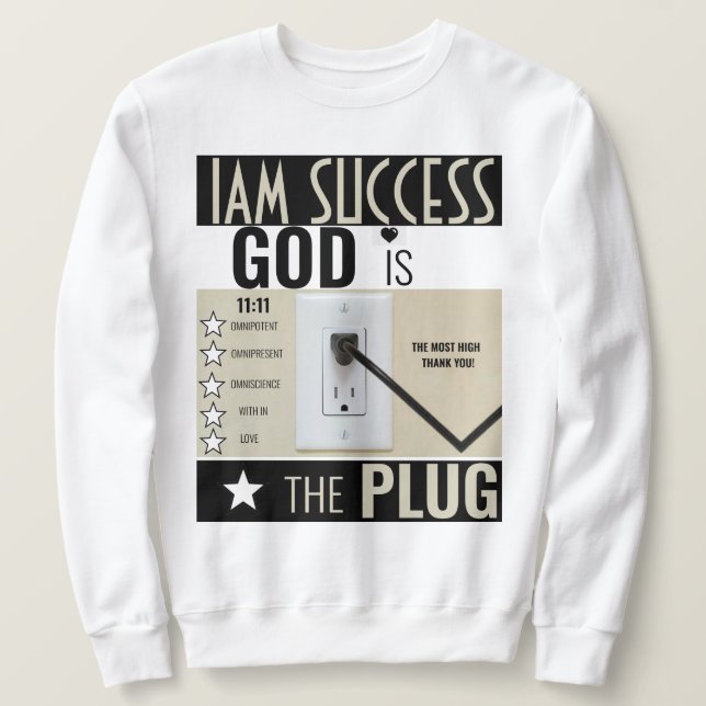 SUDADERA DIOS ES EL ENCHUFE (Anverso del diseño)