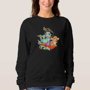 Sudadera Dios Hindú Señor Shri Krishna Con Vaca Y Pájaro