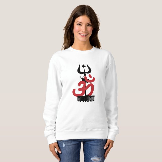 Sudadera Dios hindú Shiva Om Namah Shivay con OM tridente (Anverso completo)