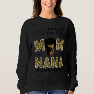 Sudadera Dios me dio dos títulos Mamá Nana Leopardo Mujer N