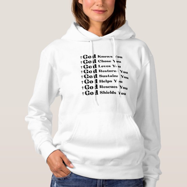 Sudadera Dios te conoce, te ama, restaura y rescata (Anverso)