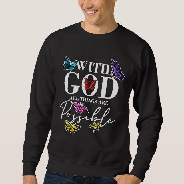 Sudadera Dios todas las cosas posible fe cristiana creyente (Anverso)