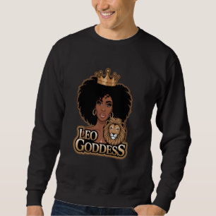 Sudadera Diosa Leo Zodiac Reina Afro Corona y León Arte